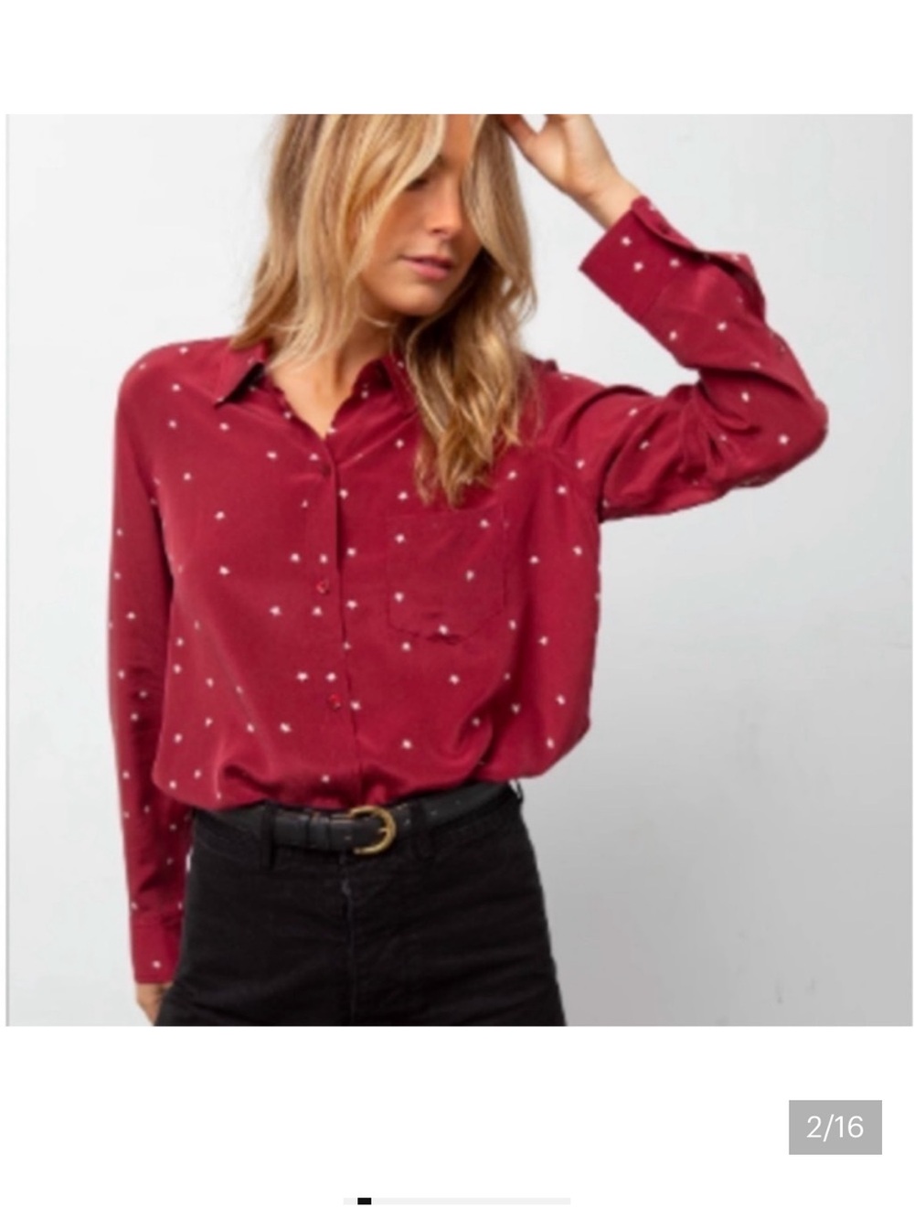 Rails Kate Burgundy Button-Down Shirt with White Dots
